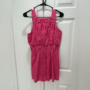 Anthropologie Hot Pink Gingham Romper
